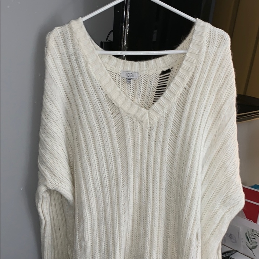 Oversized White Knit Tobi Sweater